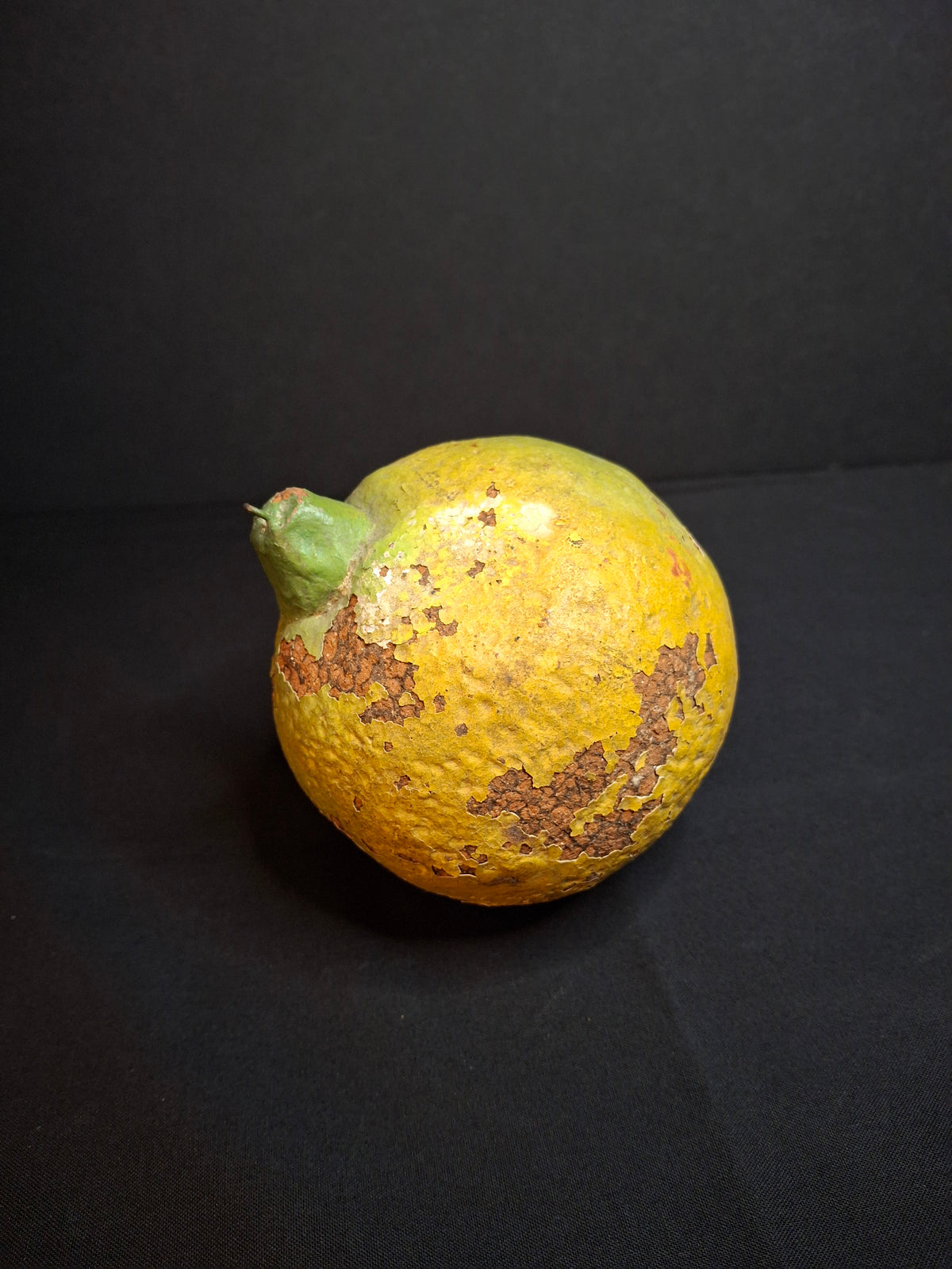 Late 19th Century Redware Earthenware Lemon Fruit Coin Bank Antique Folk Art Pottery