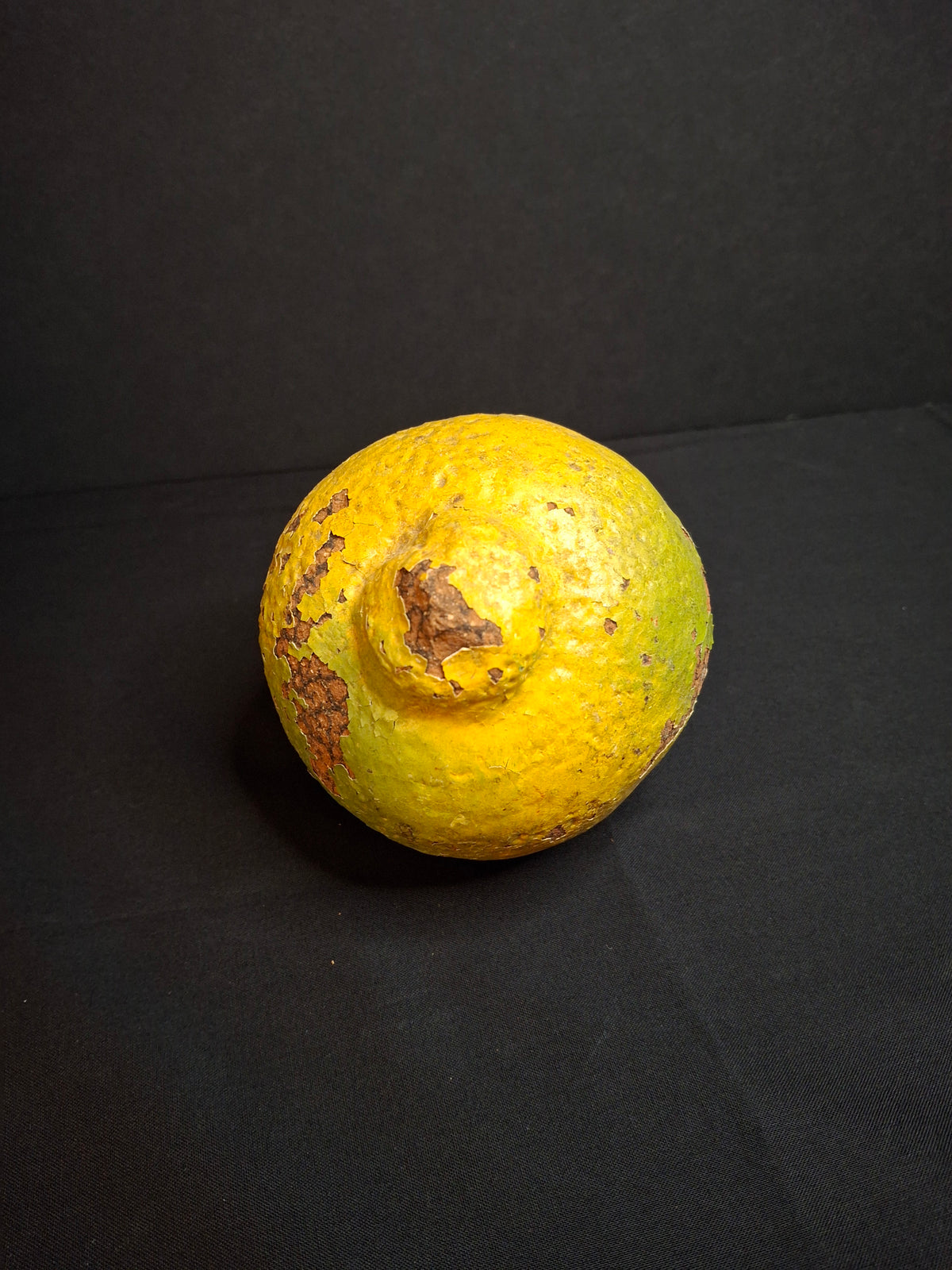 Late 19th Century Redware Earthenware Lemon Fruit Coin Bank Antique Folk Art Pottery