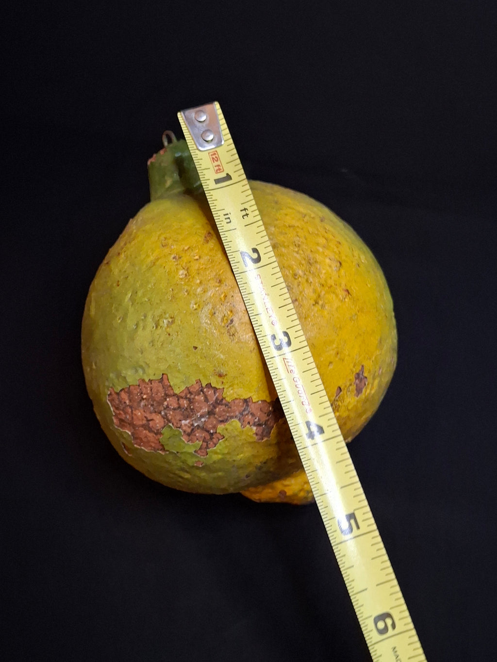 Late 19th Century Redware Earthenware Lemon Fruit Coin Bank Antique Folk Art Pottery