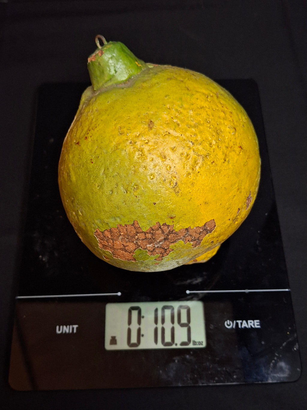 Late 19th Century Redware Earthenware Lemon Fruit Coin Bank Antique Folk Art Pottery
