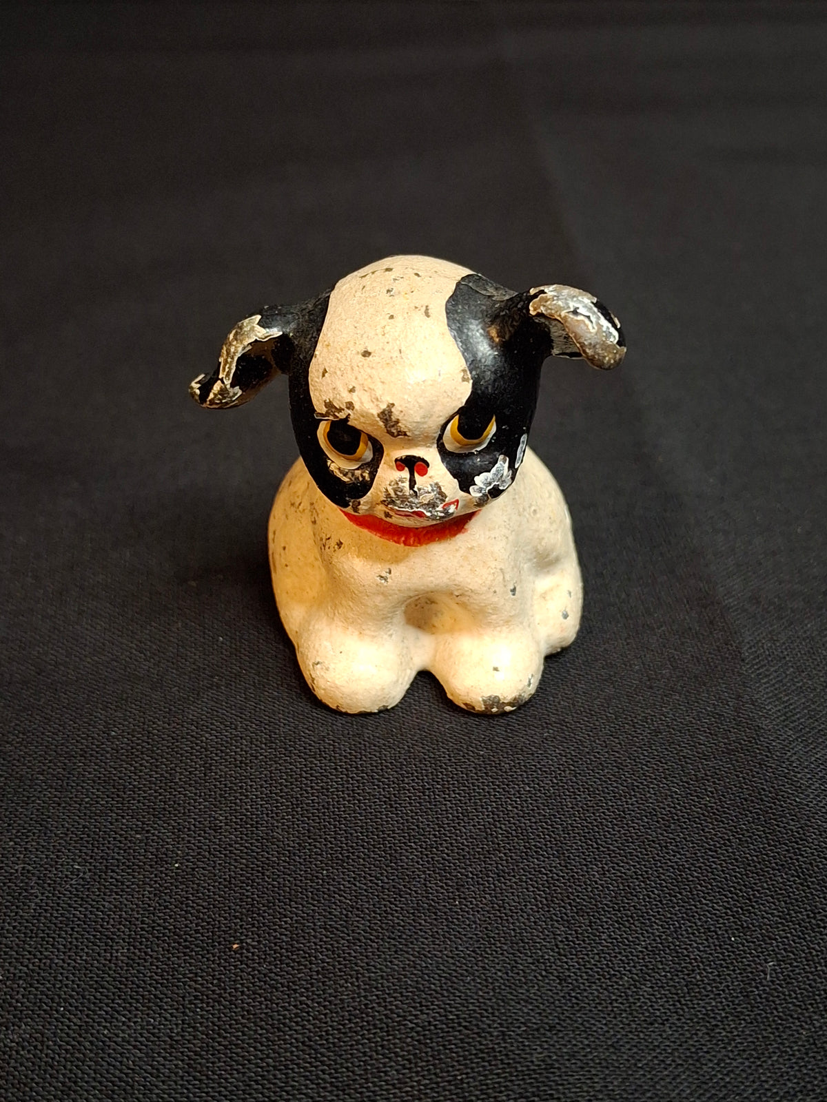 Antique Hubley Cast Iron Fido Puppy Dog Miniature Paperweight Original Paint c. 1920s