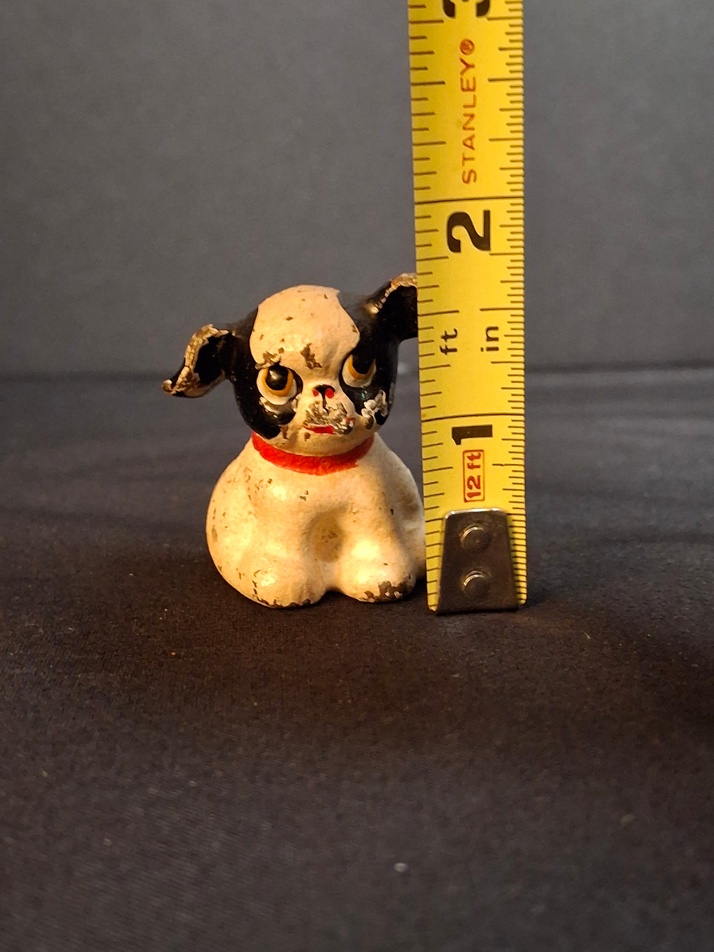 Antique Hubley Cast Iron Fido Puppy Dog Miniature Paperweight Original Paint c. 1920s
