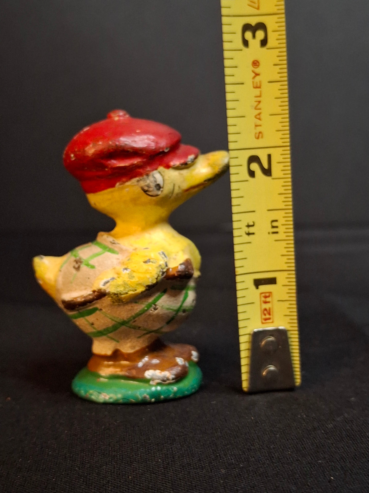 Antique Hubley Cast Iron Golfer Duck Paperweight Duffer Figurine Original Paint