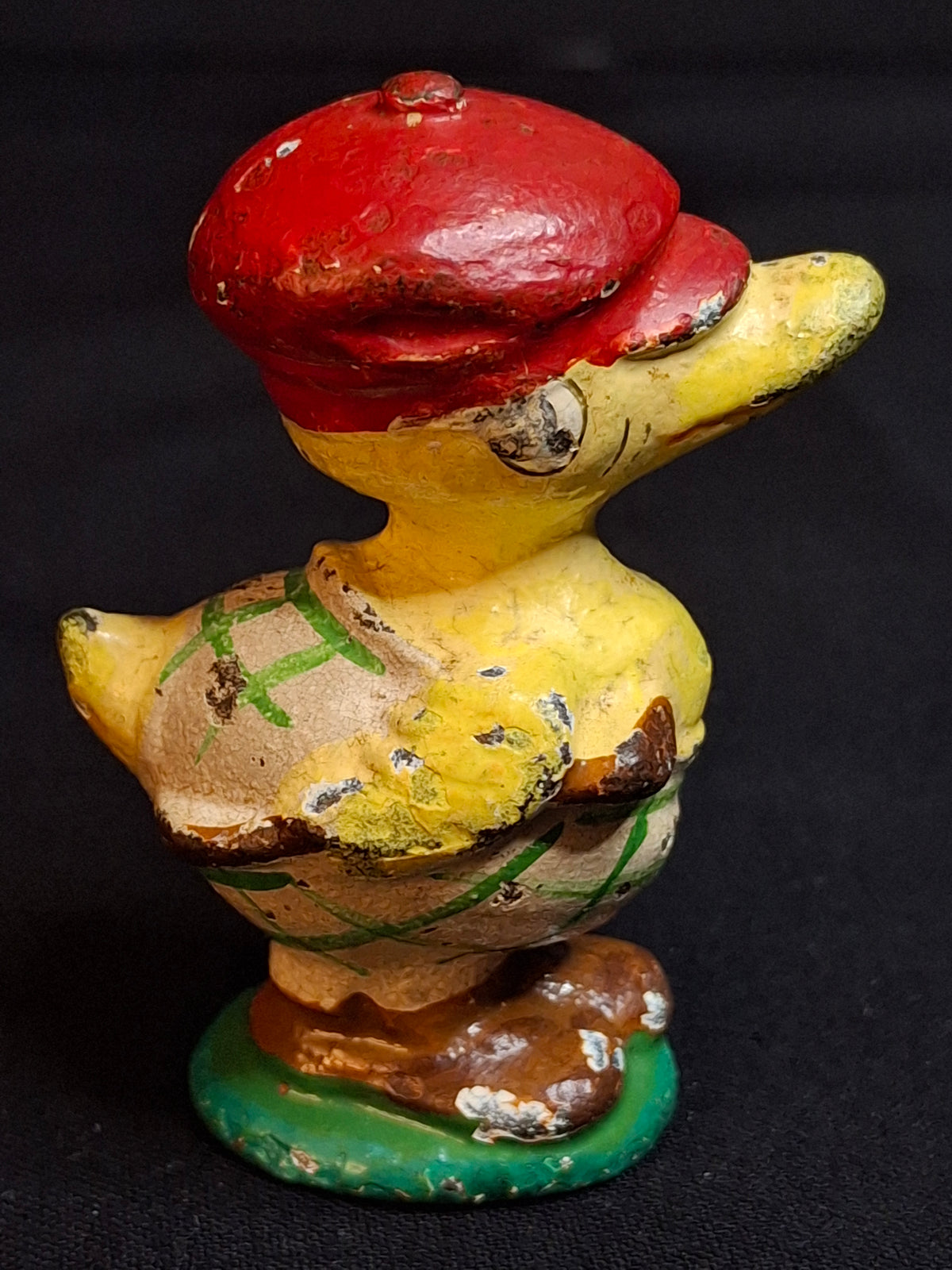 Antique Hubley Cast Iron Golfer Duck Paperweight Duffer Figurine Original Paint