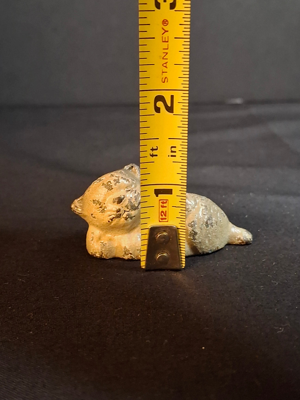 Antique Wilton Products Cast Iron Sleeping Cat Paperweight Original Paint 1920s Kitten