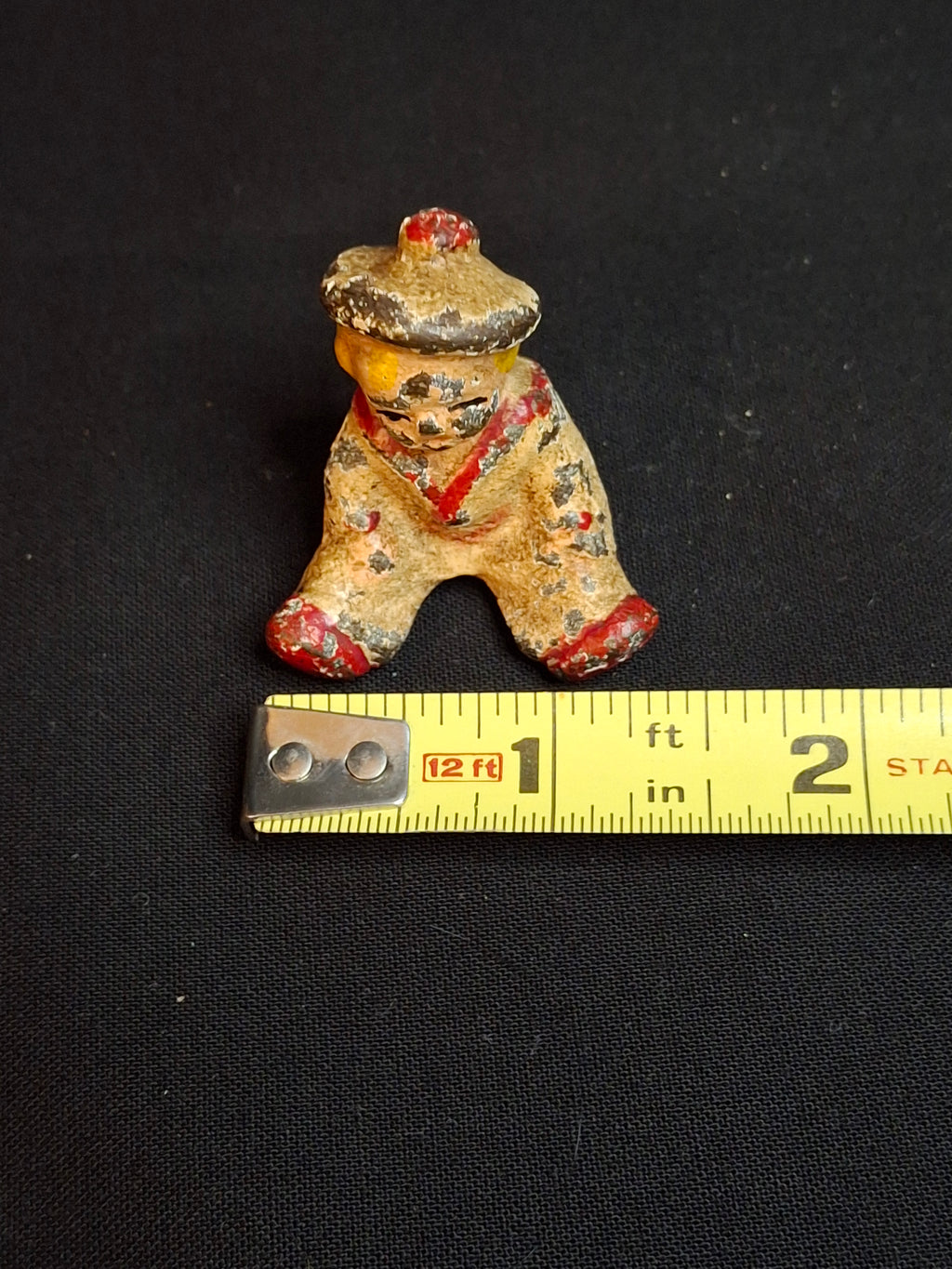 Antique Hubley Cast Iron Seated Baby Sailor Paperweight Figurine Original Pain