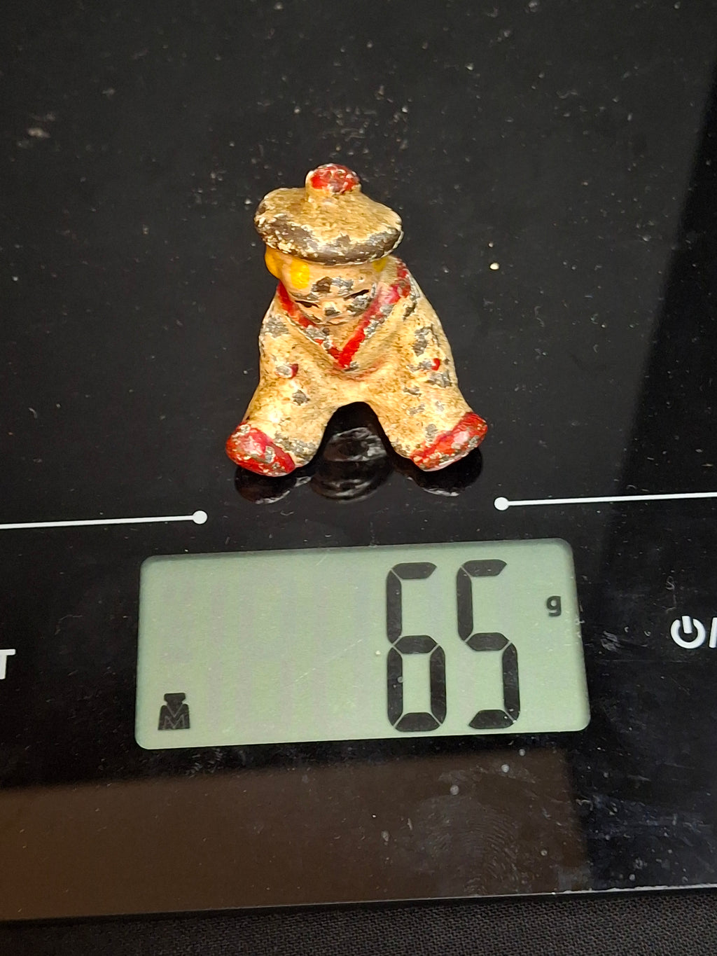 Antique Hubley Cast Iron Seated Baby Sailor Paperweight Figurine Original Pain