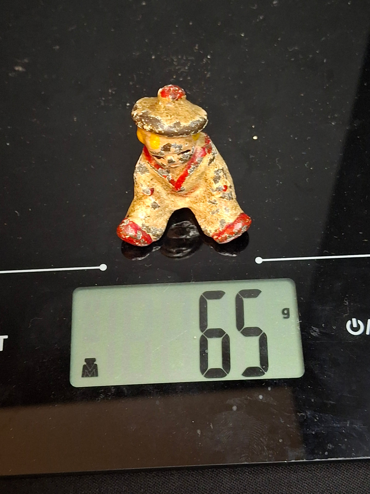 Antique Hubley Cast Iron Seated Baby Sailor Paperweight Figurine Original Pain