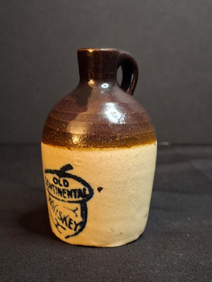 Antique Pre-Prohibition Stoneware Mini Whiskey Jug Old Continental Acorn Sample
