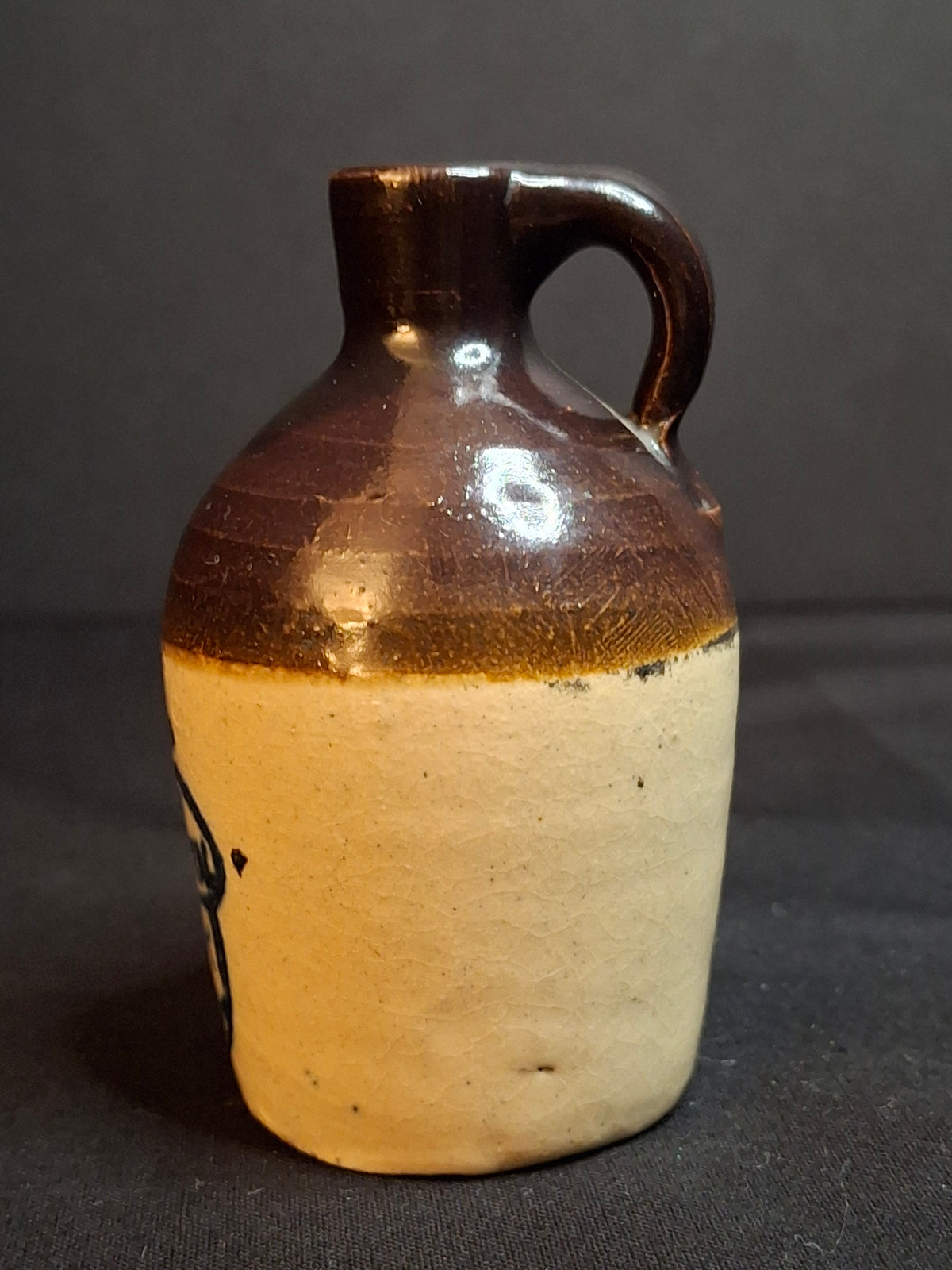Antique Pre-Prohibition Stoneware Mini Whiskey Jug Old Continental Acorn Sample