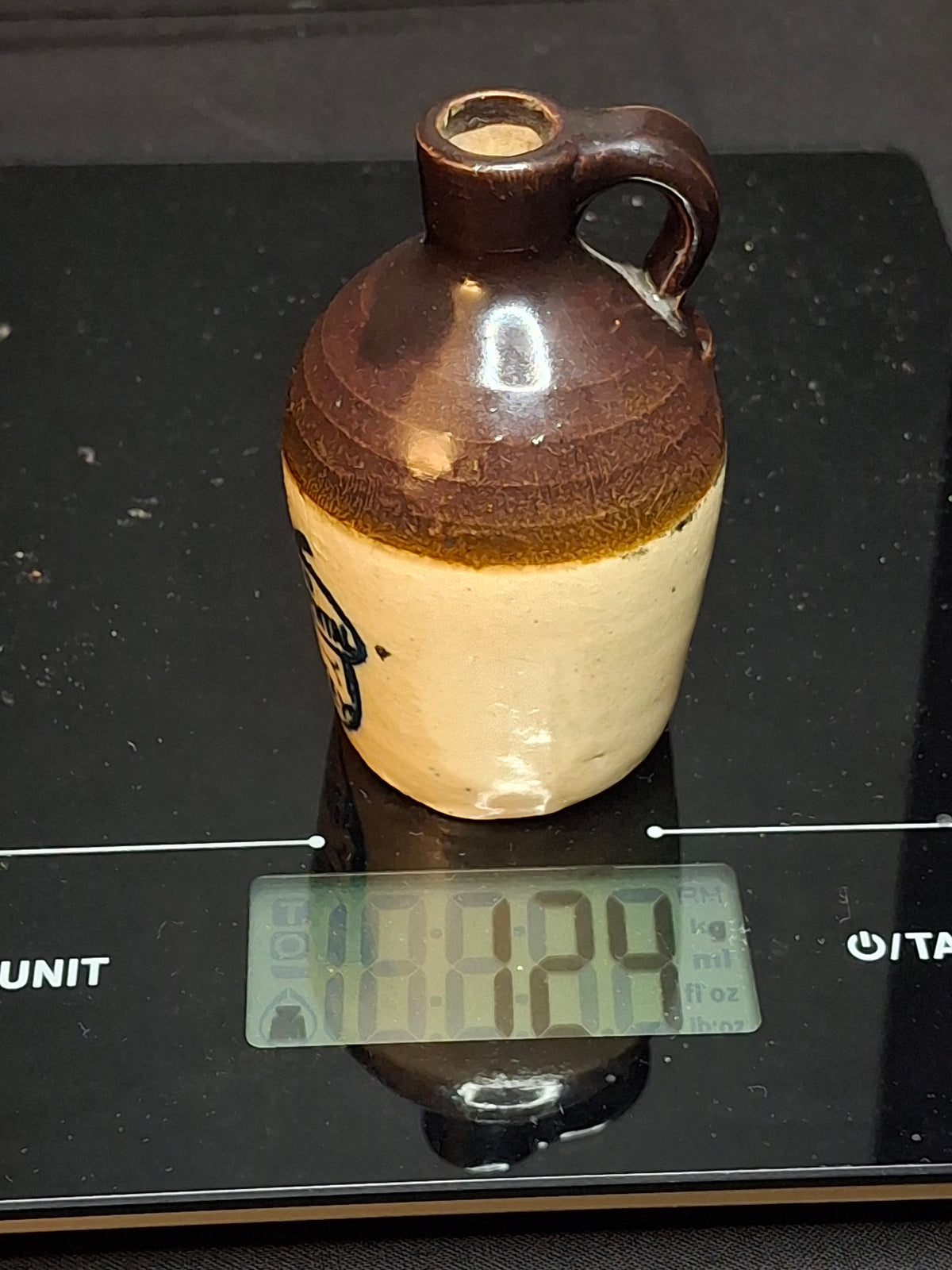 Antique Pre-Prohibition Stoneware Mini Whiskey Jug Old Continental Acorn Sample