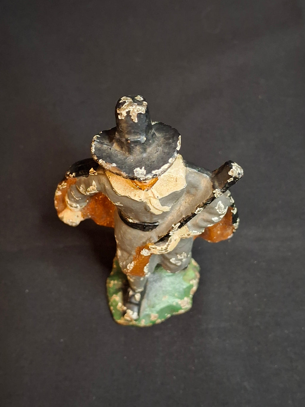 Antique Cast Iron Pilgrim with Musket Man Figurine Paperweight 4.75" Original Polychrome Paint