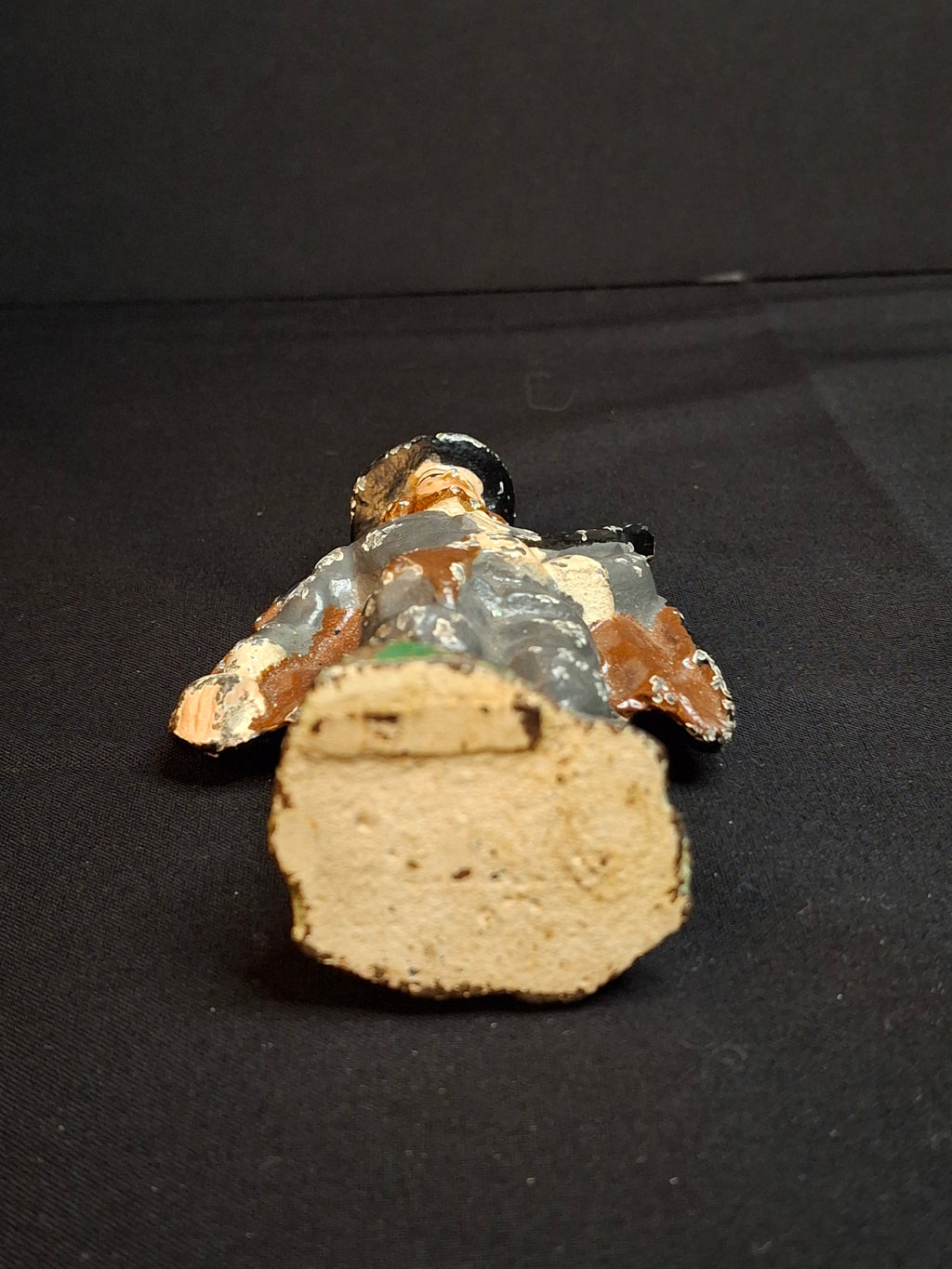 Antique Cast Iron Pilgrim with Musket Man Figurine Paperweight 4.75" Original Polychrome Paint