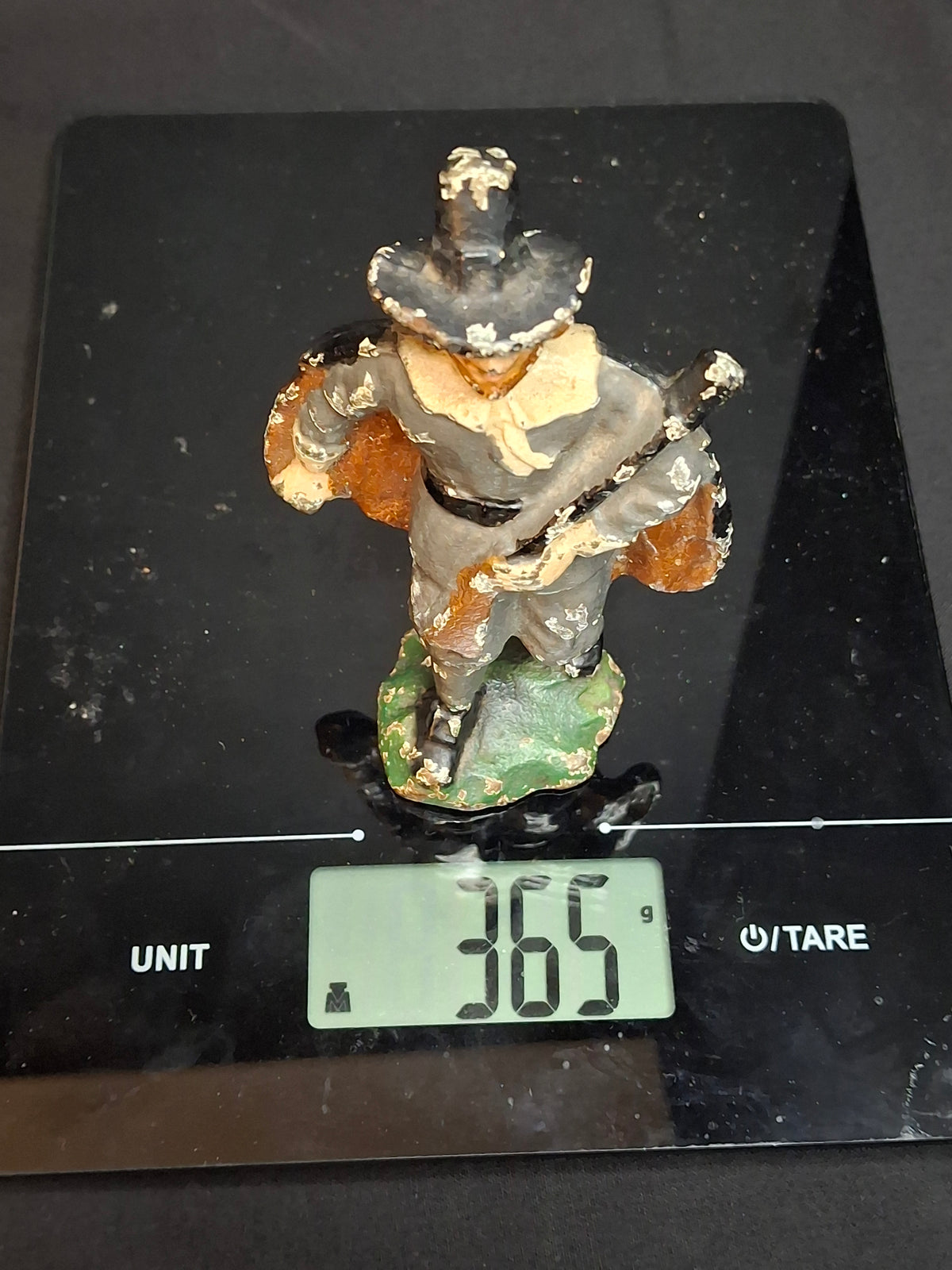 Antique Cast Iron Pilgrim with Musket Man Figurine Paperweight 4.75" Original Polychrome Paint