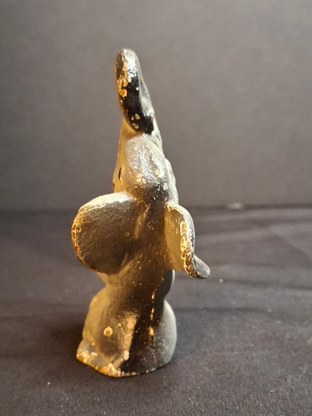 Vintage 1940s-1950s Cast Iron Sitting Elephant Bottle Opener Figural Paperweight Cold Paint