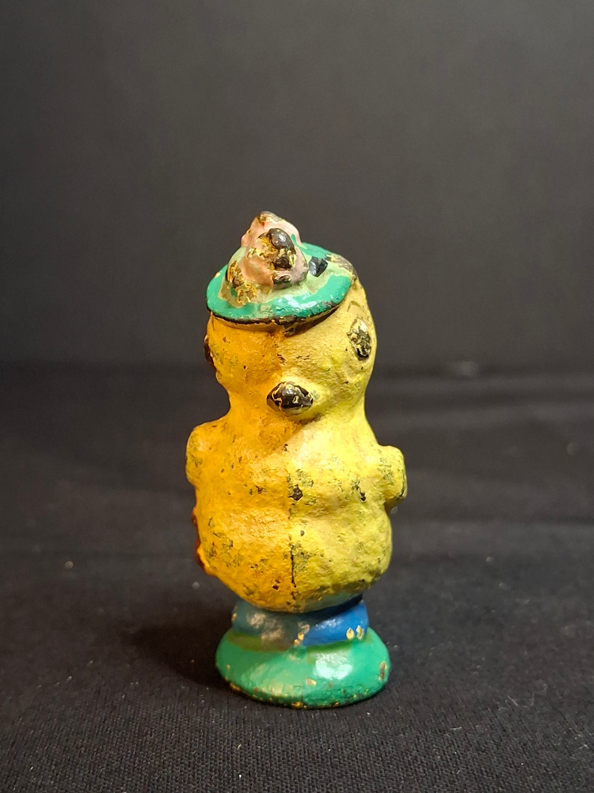 Antique Hubley Cast Iron Chick Easter Figurine Bonnet Basket Paperweight Original Paint