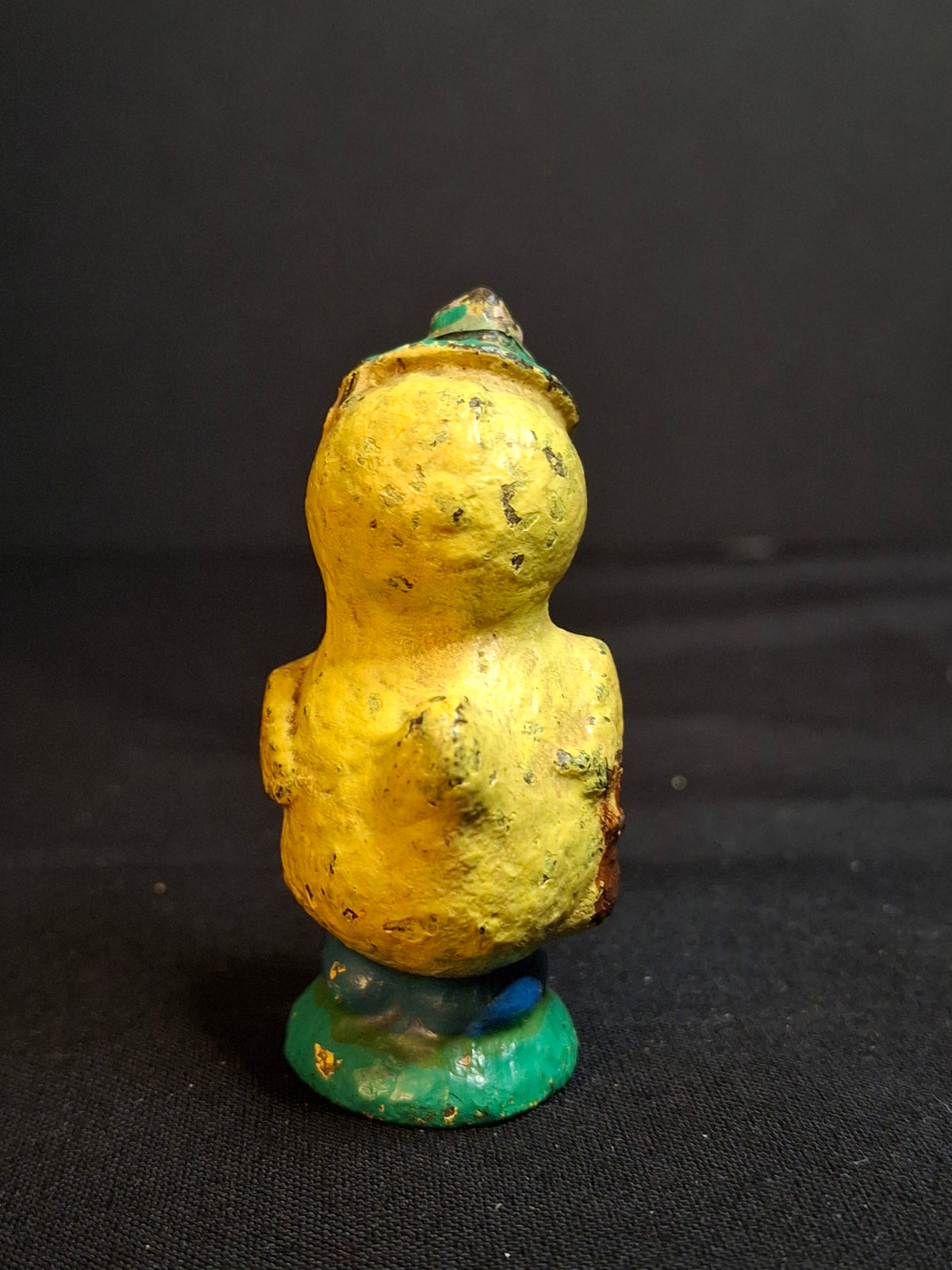 Antique Hubley Cast Iron Chick Easter Figurine Bonnet Basket Paperweight Original Paint