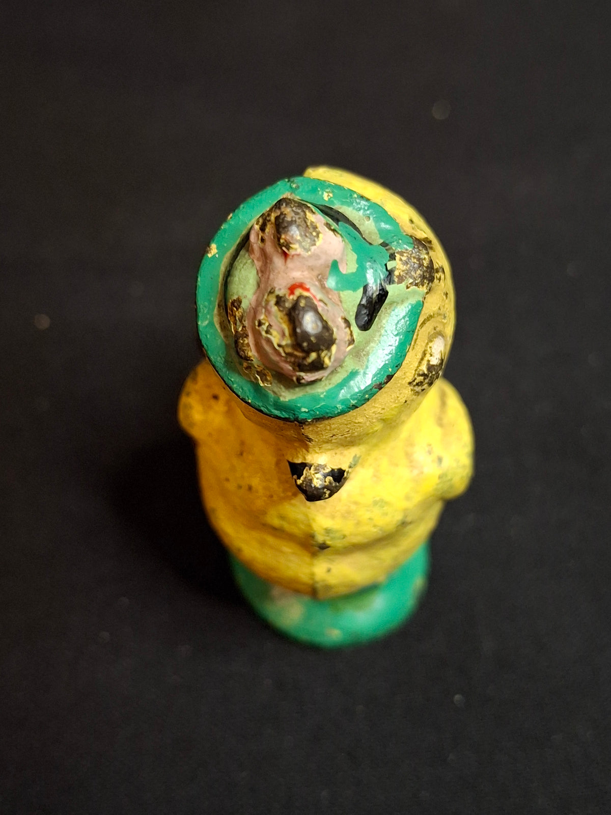 Antique Hubley Cast Iron Chick Easter Figurine Bonnet Basket Paperweight Original Paint
