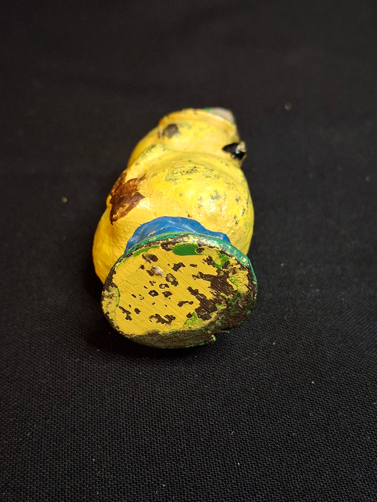 Antique Hubley Cast Iron Chick Easter Figurine Bonnet Basket Paperweight Original Paint