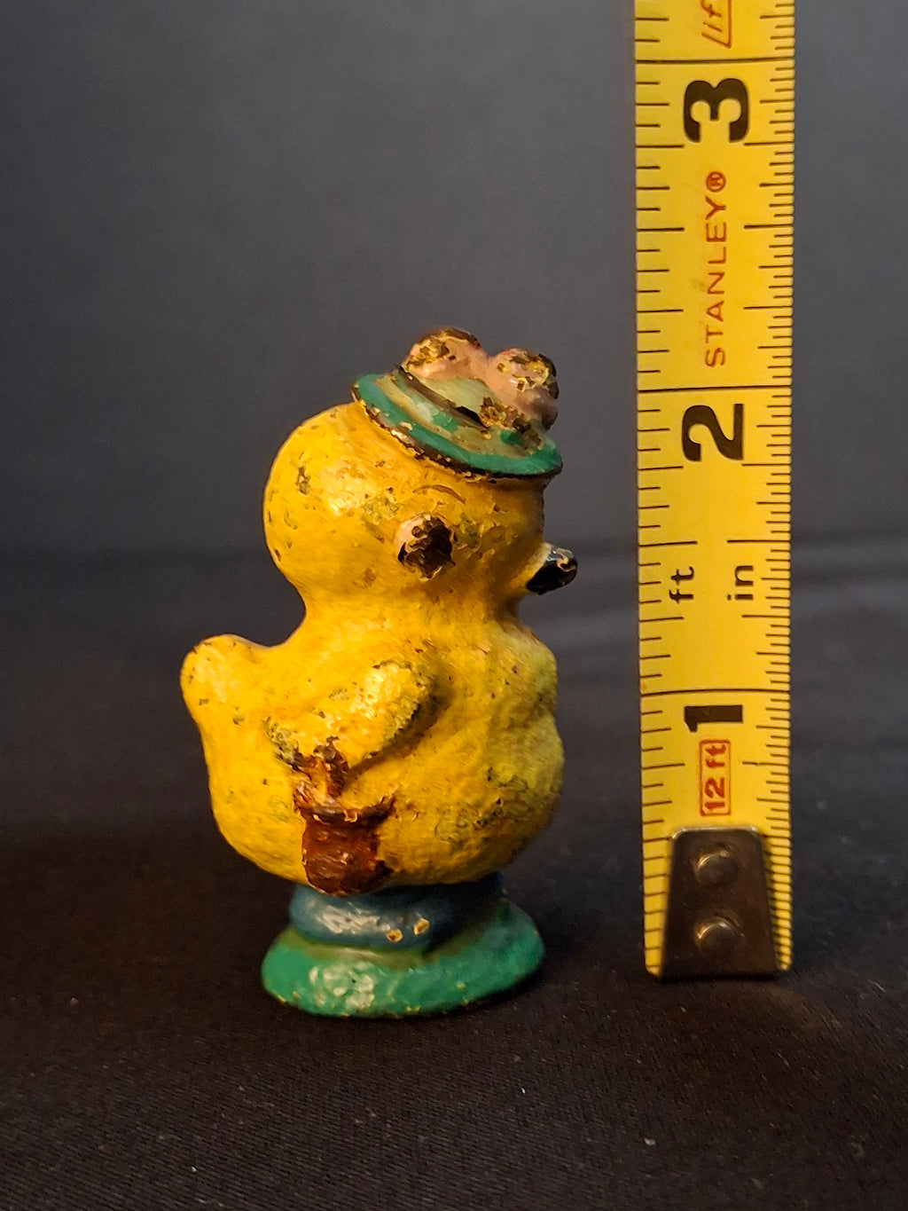 Antique Hubley Cast Iron Chick Easter Figurine Bonnet Basket Paperweight Original Paint