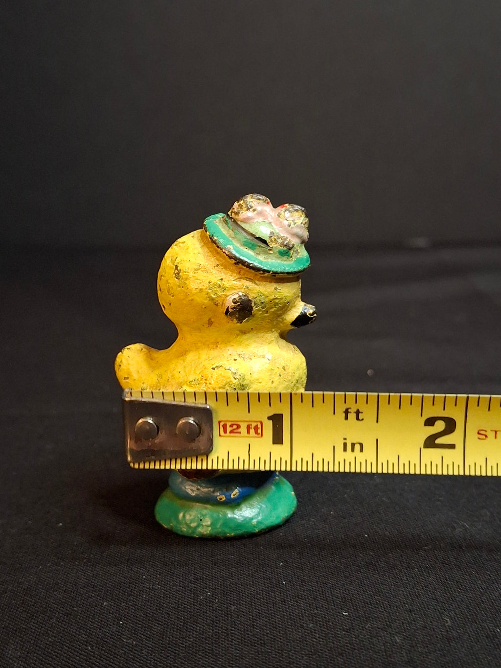 Antique Hubley Cast Iron Chick Easter Figurine Bonnet Basket Paperweight Original Paint