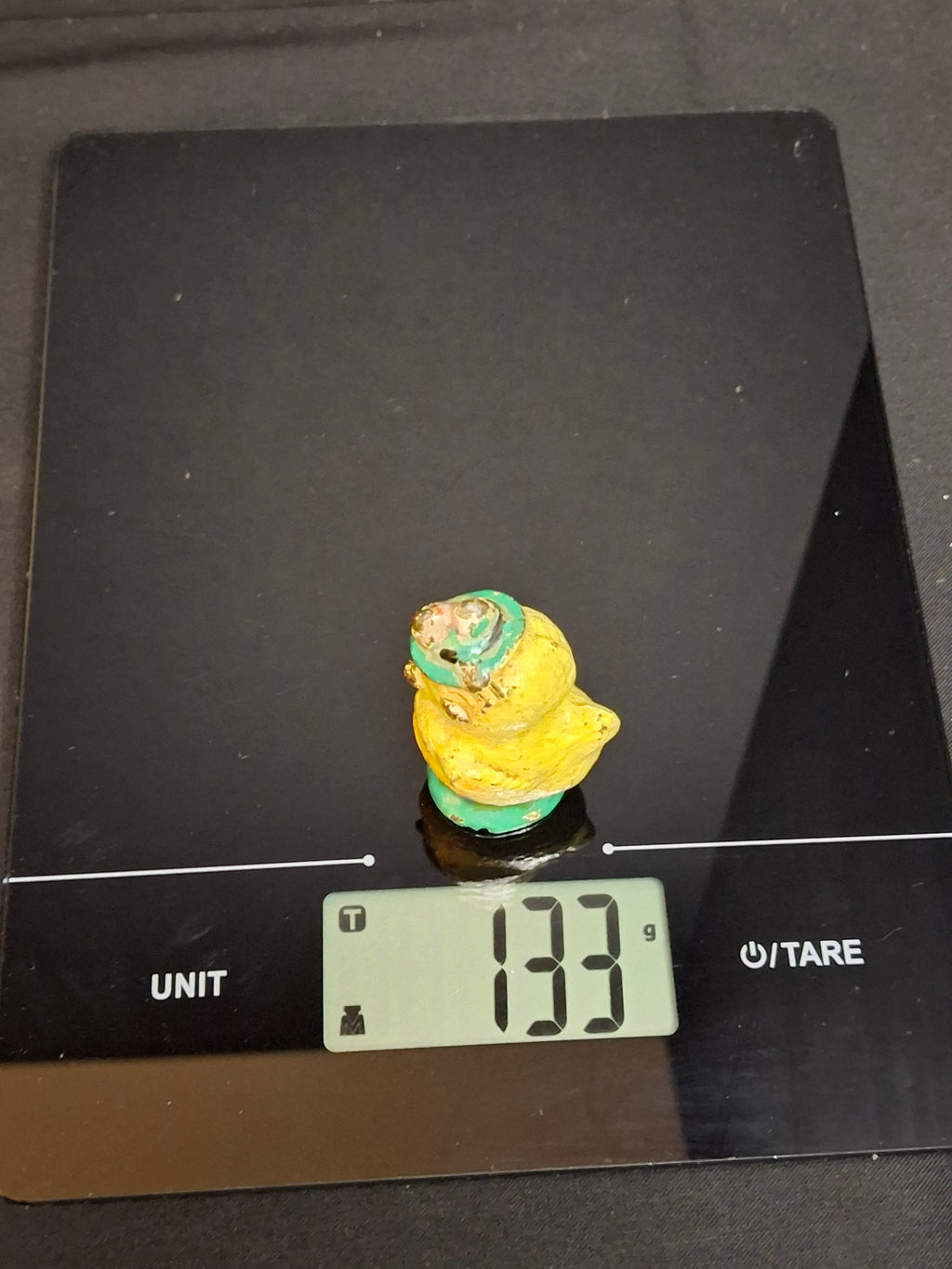 Antique Hubley Cast Iron Chick Easter Figurine Bonnet Basket Paperweight Original Paint