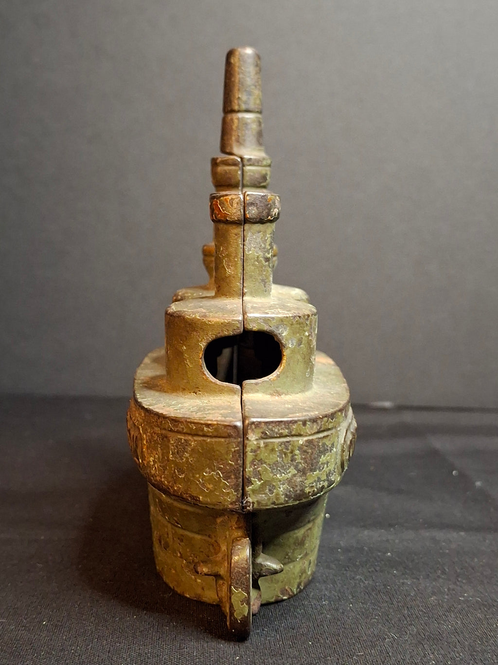 Antique Cast Iron Battleship Oregon Still Penny Bank J&E Stevens Green Paint 1898