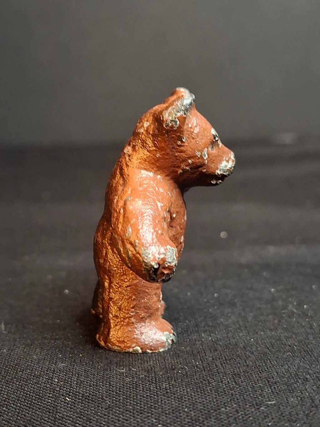 Antique Wilton Products Cast Iron Miniature Standing Bear Paperweight Figurine Original Paint