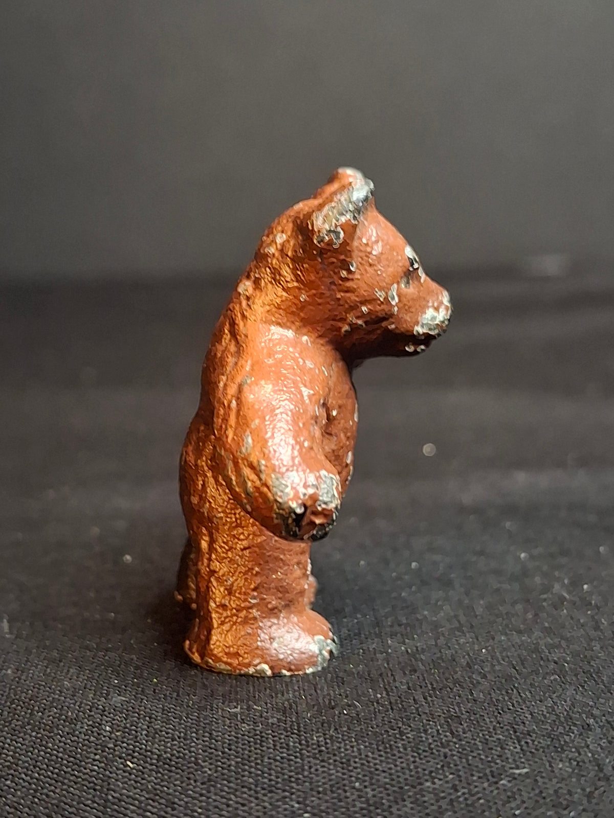 Antique Wilton Products Cast Iron Miniature Standing Bear Paperweight Figurine Original Paint