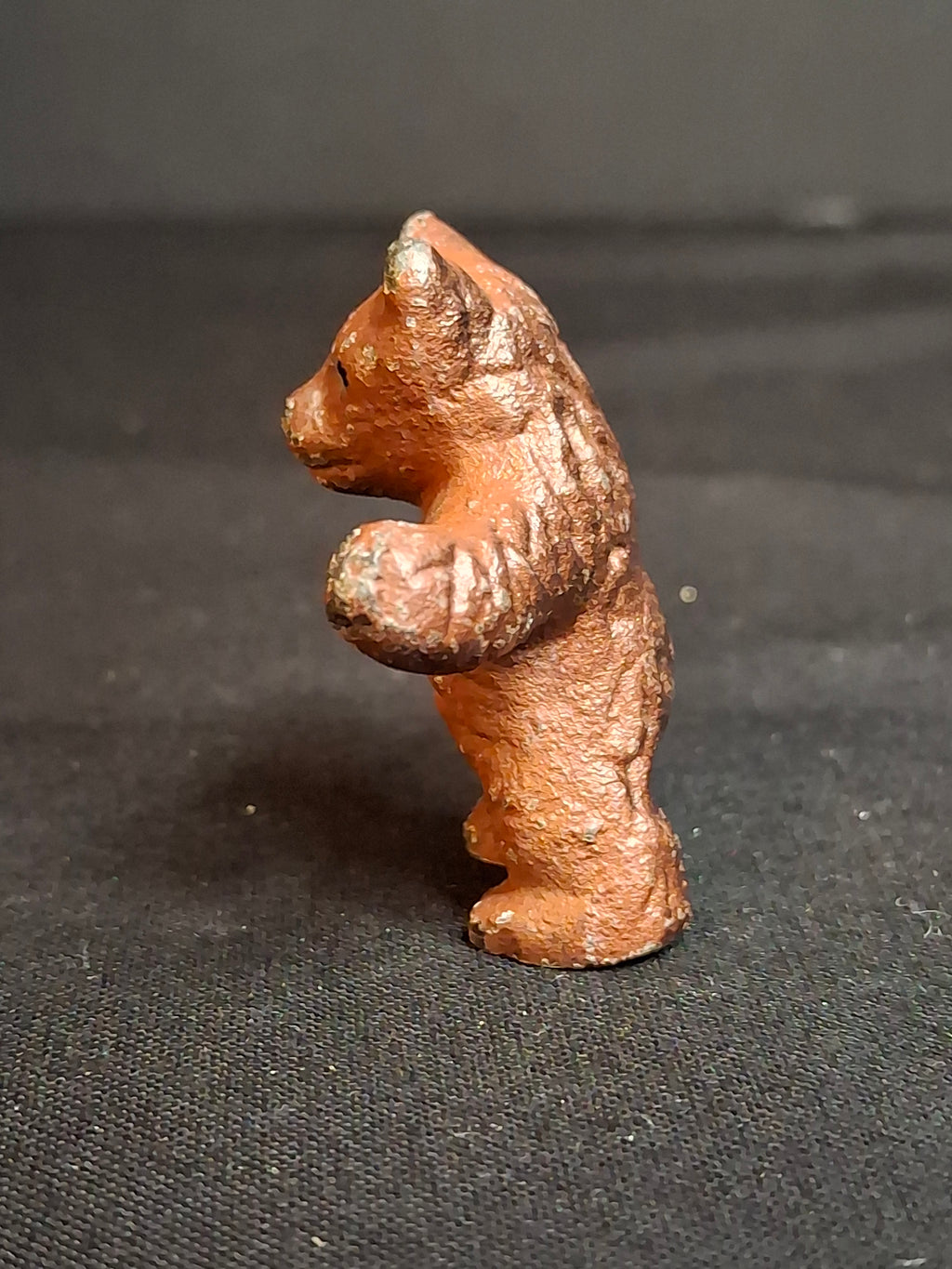 Antique Wilton Products Cast Iron Miniature Standing Bear Paperweight Figurine Original Paint