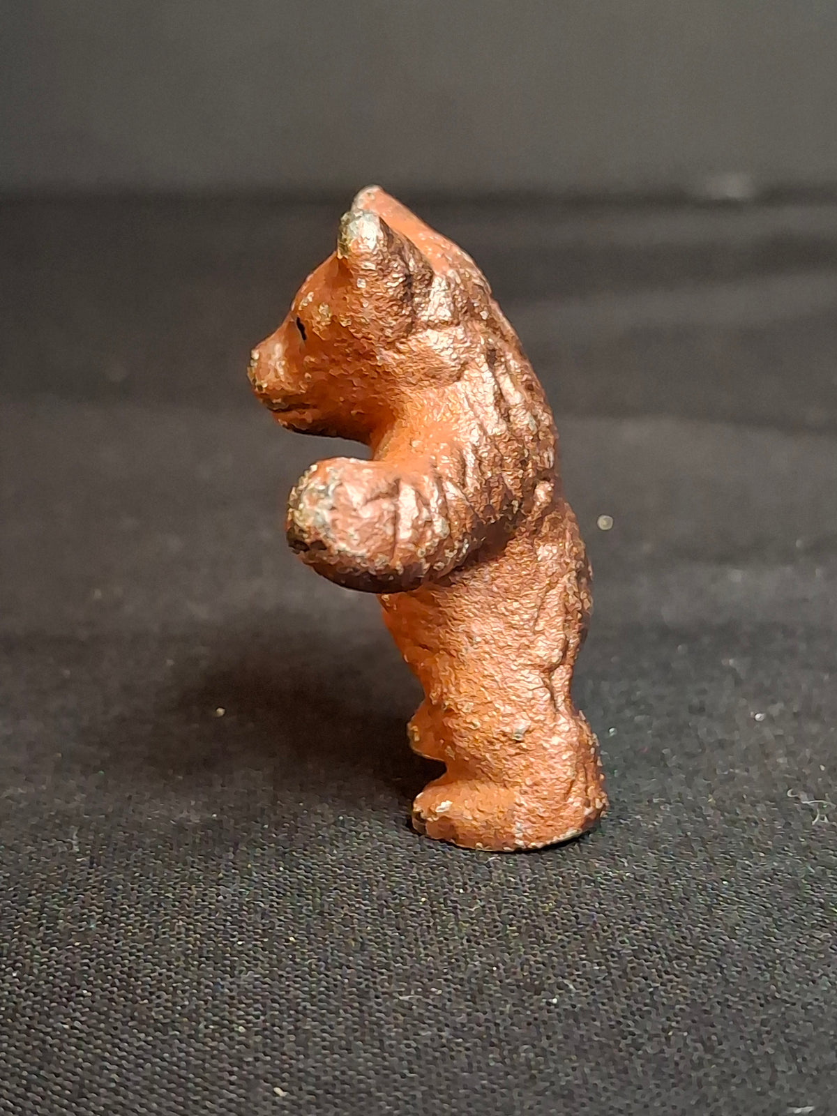 Antique Wilton Products Cast Iron Miniature Standing Bear Paperweight Figurine Original Paint