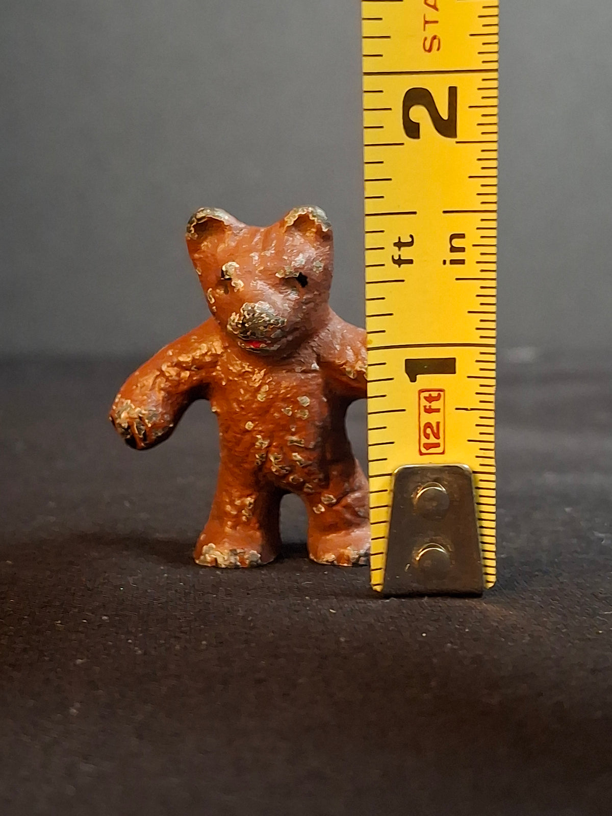 Antique Wilton Products Cast Iron Miniature Standing Bear Paperweight Figurine Original Paint