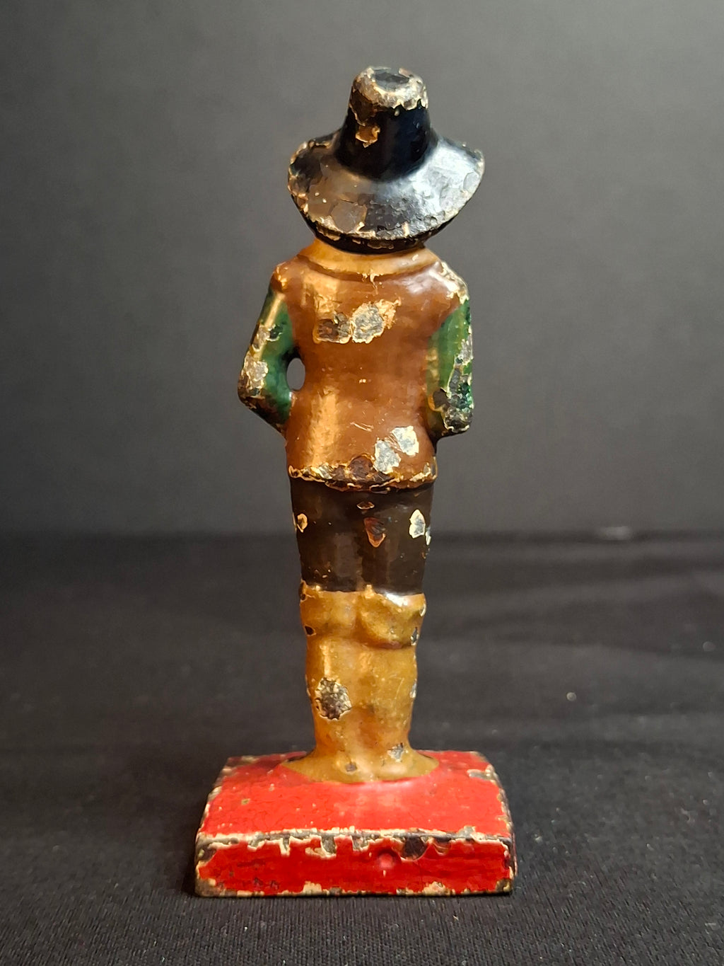 Antique Hubley Cast Iron Pilgrim Paperweight Figurine Original Paint 1920s