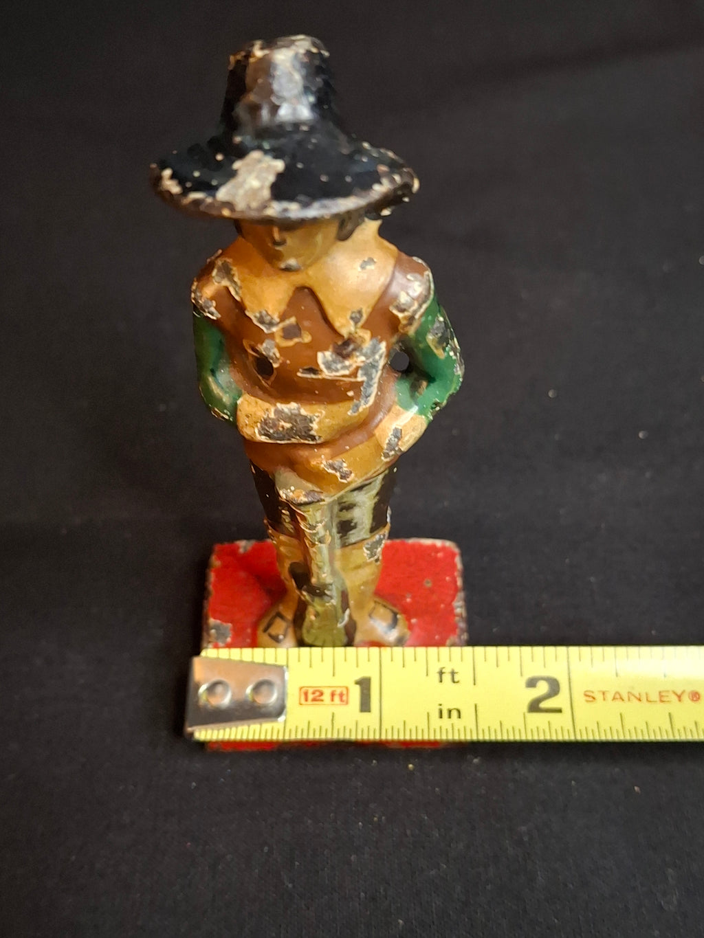 Antique Hubley Cast Iron Pilgrim Paperweight Figurine Original Paint 1920s