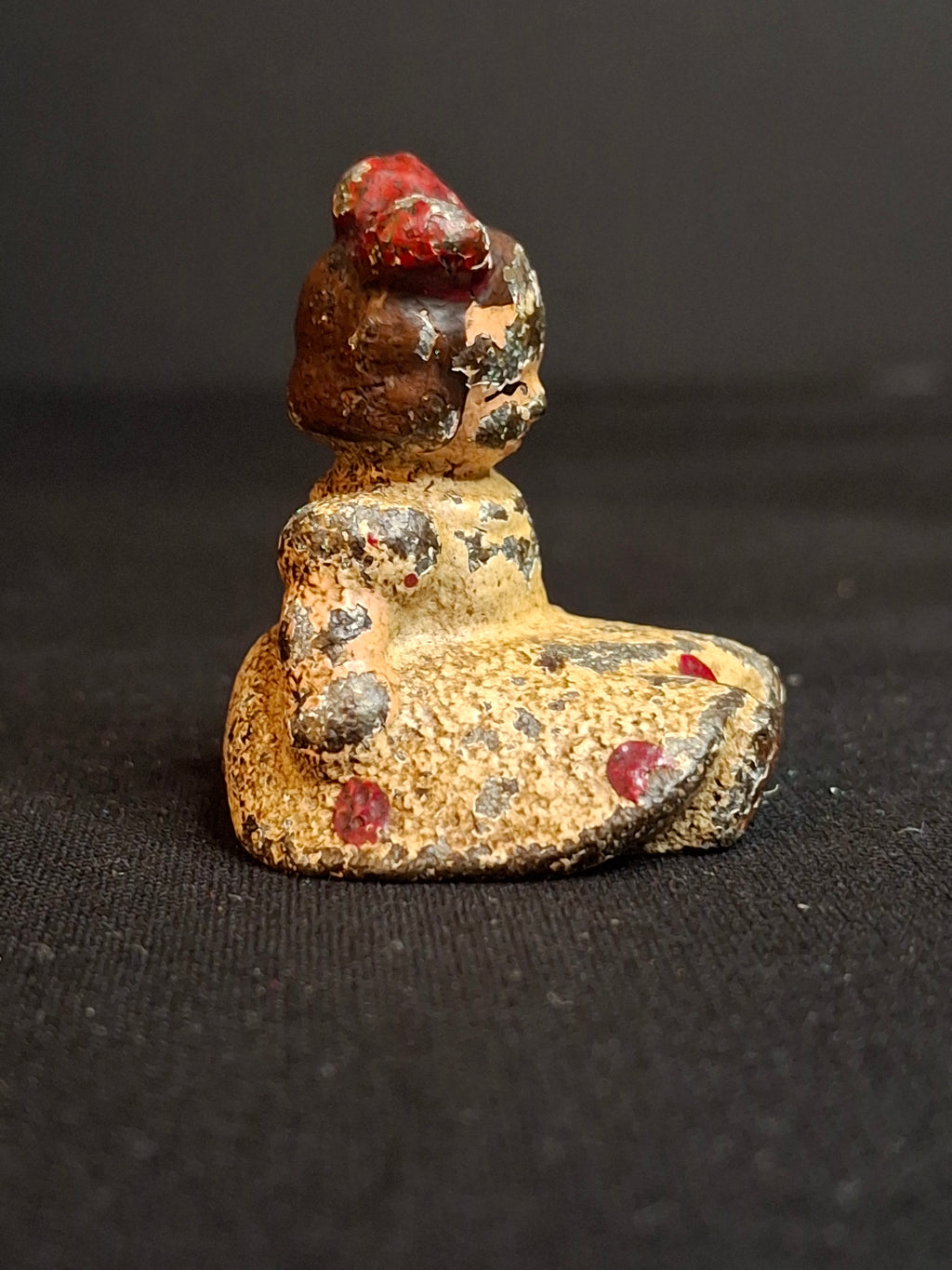 Antique Hubley Cast Iron Sitting Girl Paperweight Figurine Original Paint circa 1920s