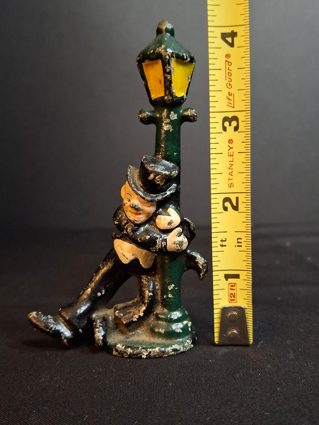 Vintage Cast Iron Drunk Man Hugging Lamp Post Bottle Opener Original Paint Wilton