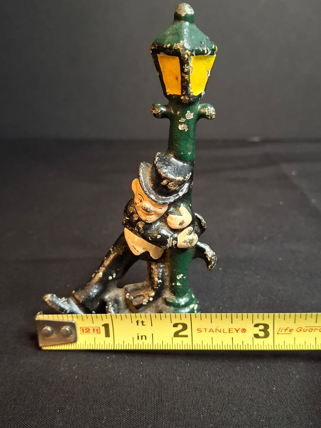Vintage Cast Iron Drunk Man Hugging Lamp Post Bottle Opener Original Paint Wilton
