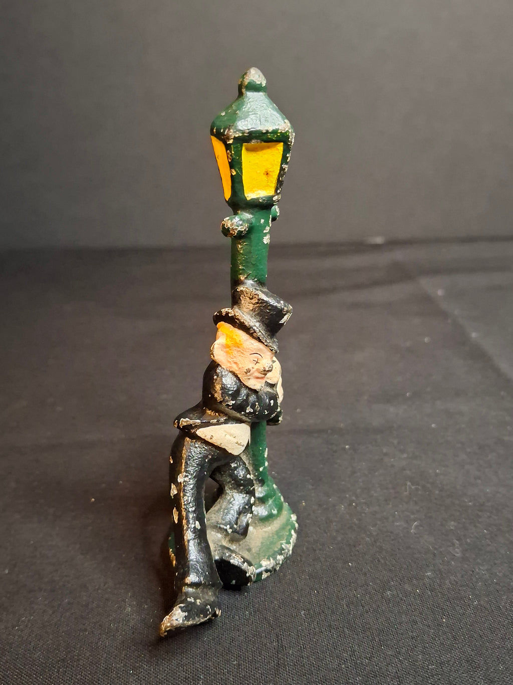 Vintage Cast Iron Drunk Man Hugging Lamp Post Bottle Opener Original Paint Wilton