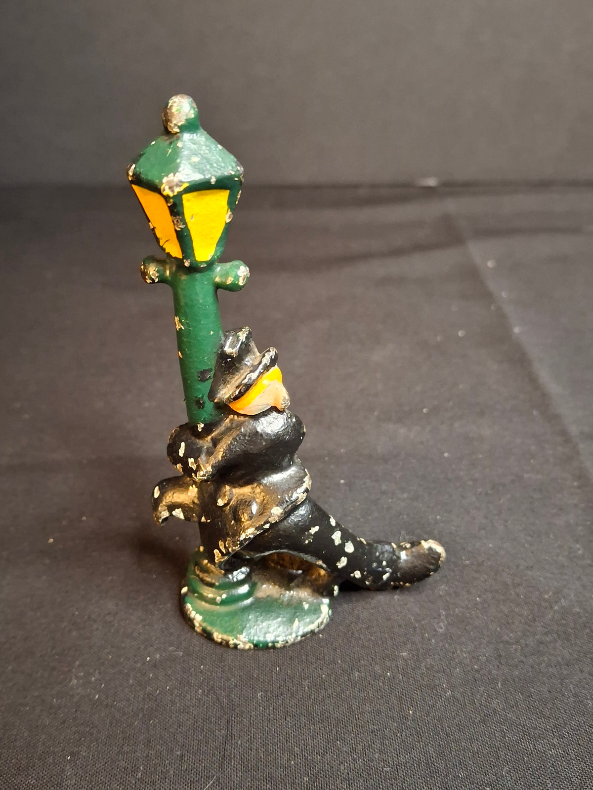 Vintage Cast Iron Drunk Man Hugging Lamp Post Bottle Opener Original Paint Wilton