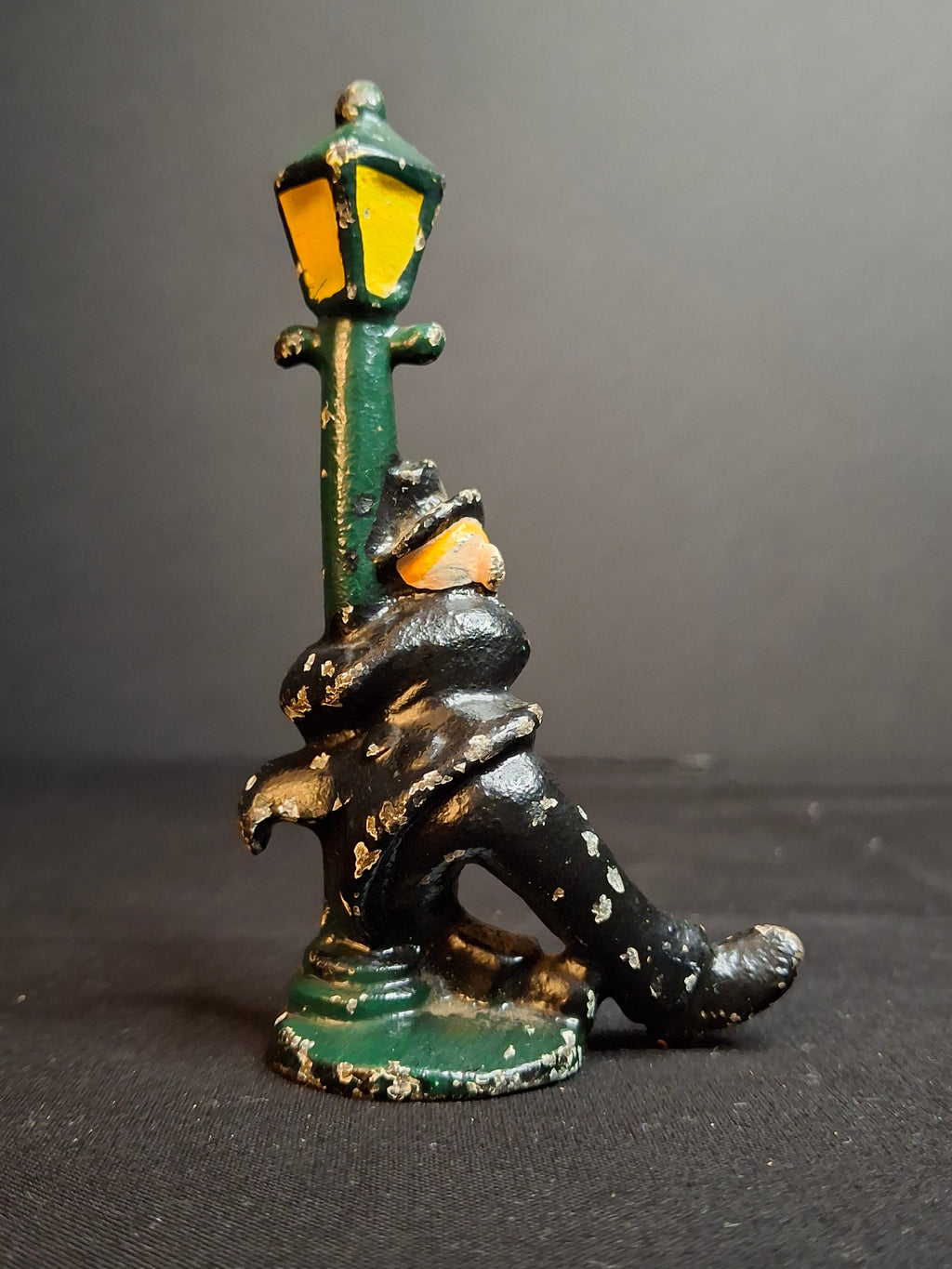 Vintage Cast Iron Drunk Man Hugging Lamp Post Bottle Opener Original Paint Wilton