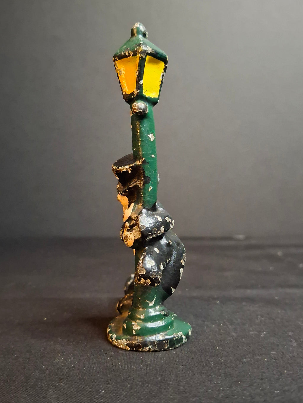 Vintage Cast Iron Drunk Man Hugging Lamp Post Bottle Opener Original Paint Wilton