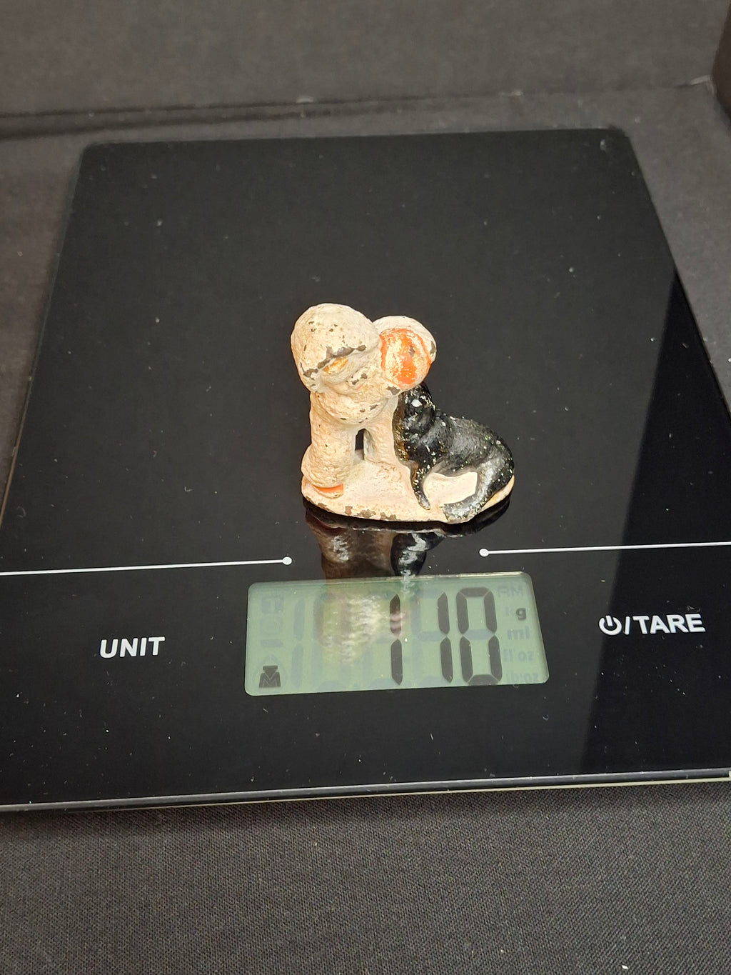 Antique Cast Iron Snow Baby with Seal Paperweight Figurine Vintage 1920s