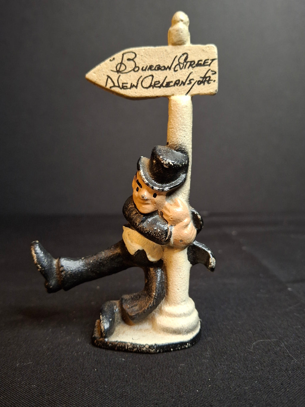 Vintage Cast Iron Drunk Man Bourbon Street New Orleans Lamp Post Bottle Opener