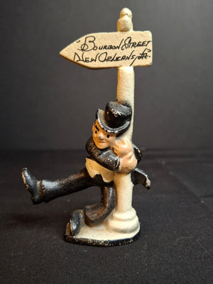 Vintage Cast Iron Drunk Man Bourbon Street New Orleans Lamp Post Bottle Opener