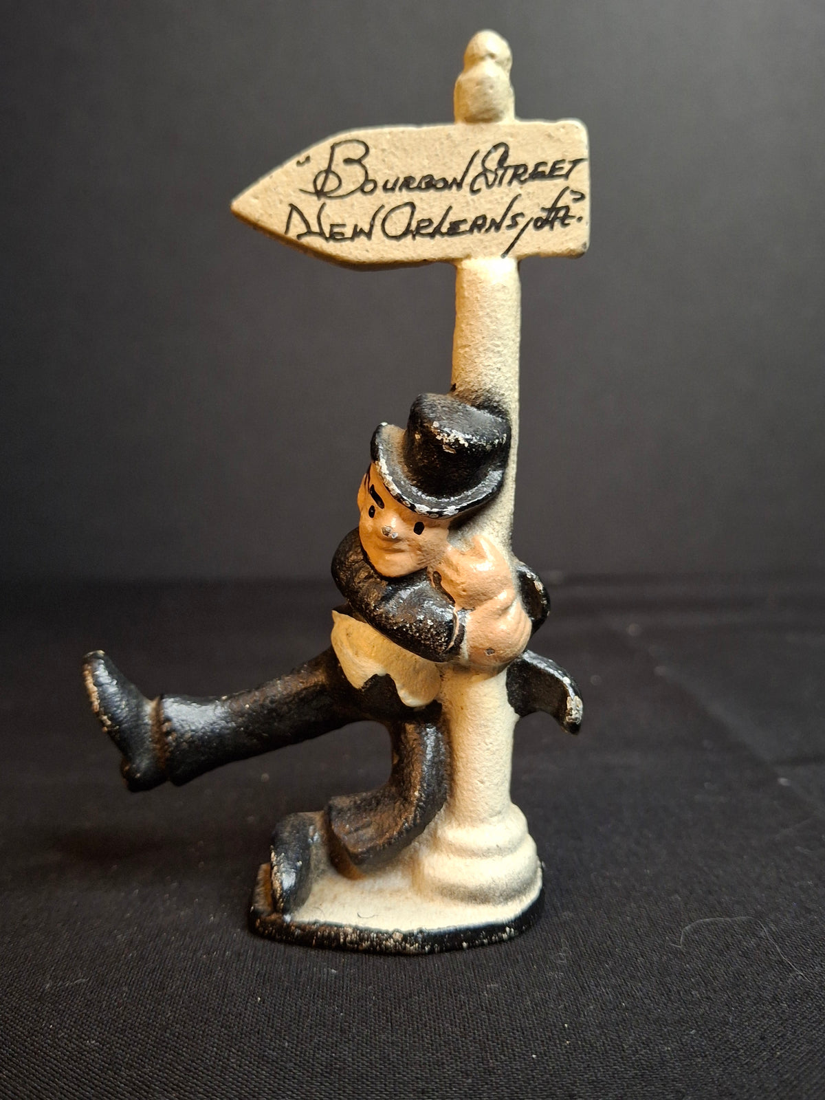 Vintage Cast Iron Drunk Man Bourbon Street New Orleans Lamp Post Bottle Opener