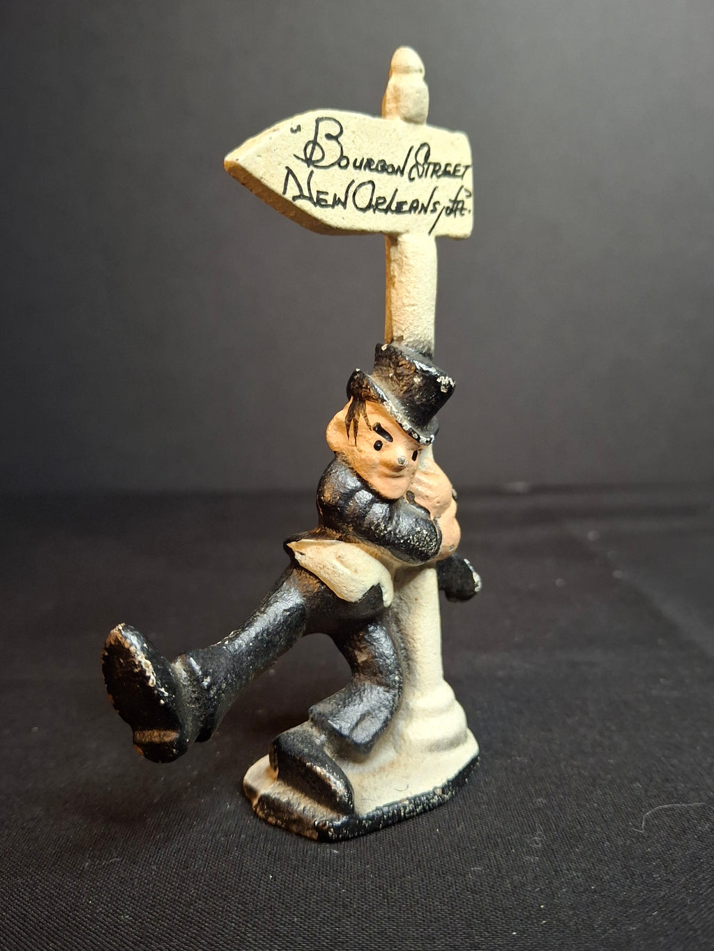 Vintage Cast Iron Drunk Man Bourbon Street New Orleans Lamp Post Bottle Opener