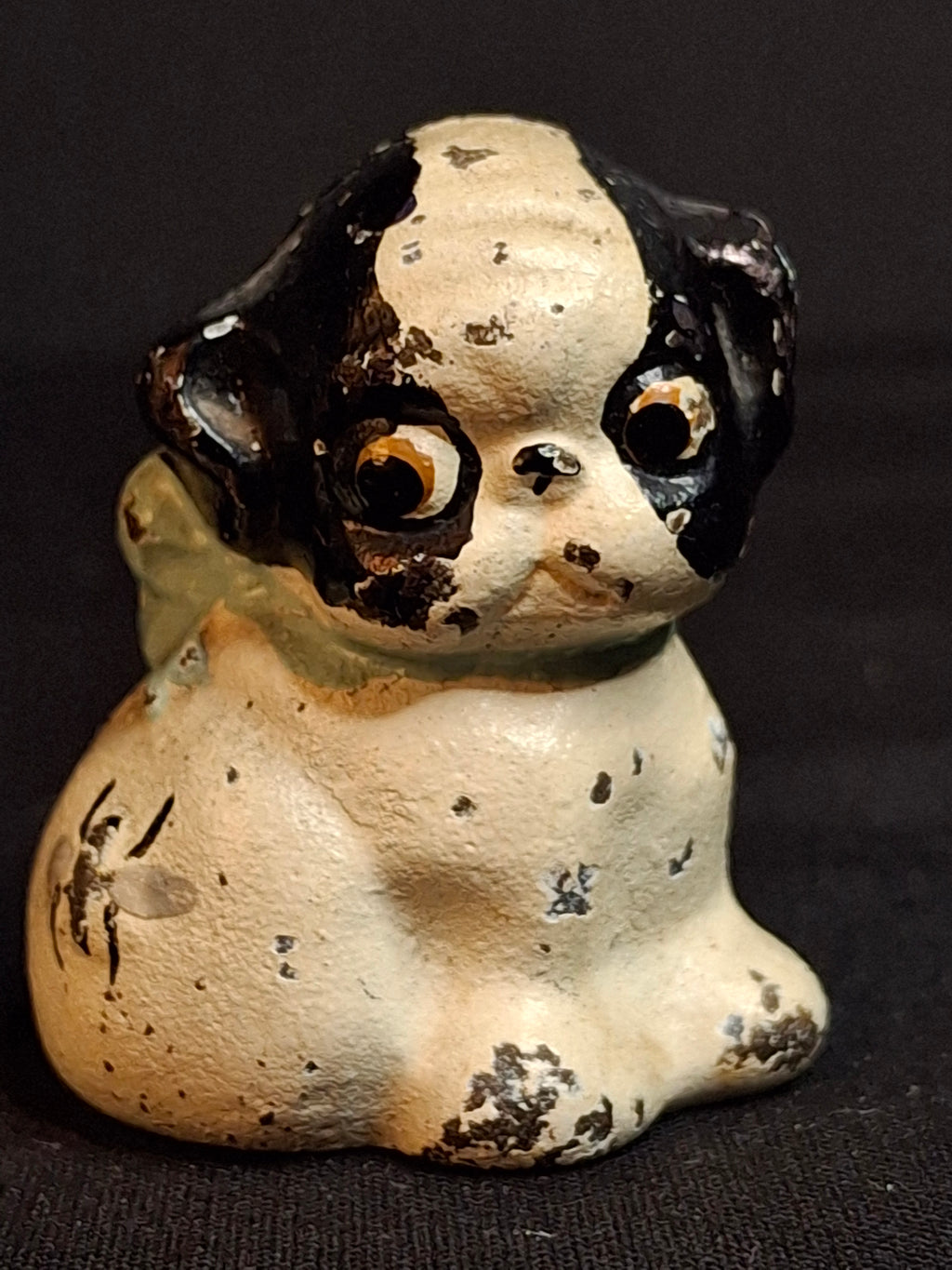 Pair Antique Hubley Cast Iron Puppo Dog Figurine Paperweights Bee on Hip Grace Drayton