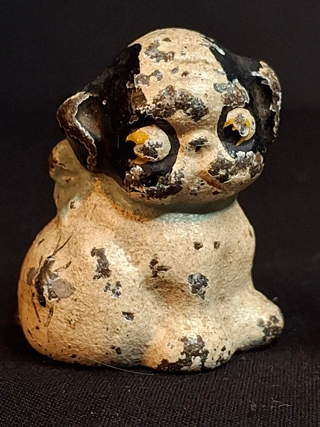 Pair Antique Hubley Cast Iron Puppo Dog Figurine Paperweights Bee on Hip Grace Drayton