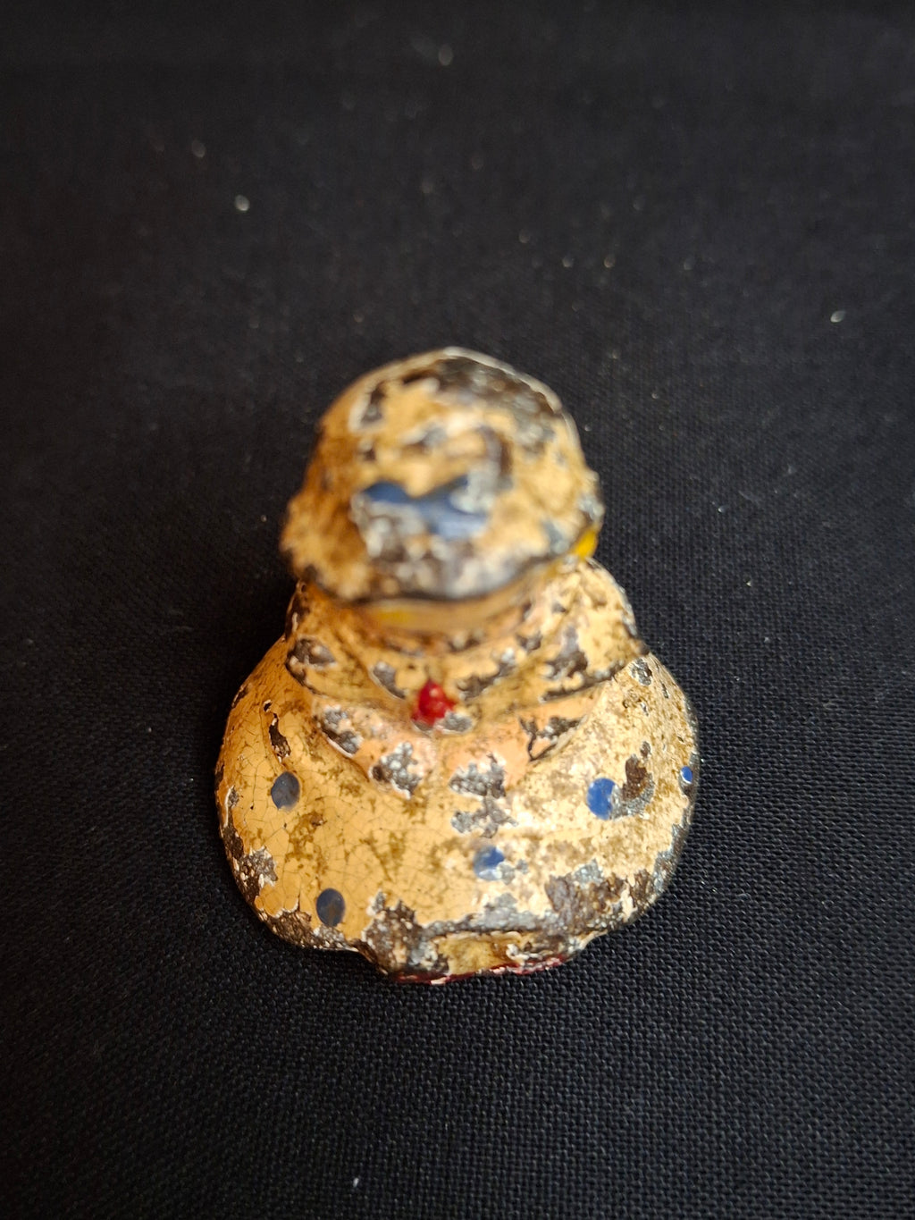 Antique Hubley Cast Iron Miniature Seated Girl Doll Paperweight Figurine Original Paint 1.5"