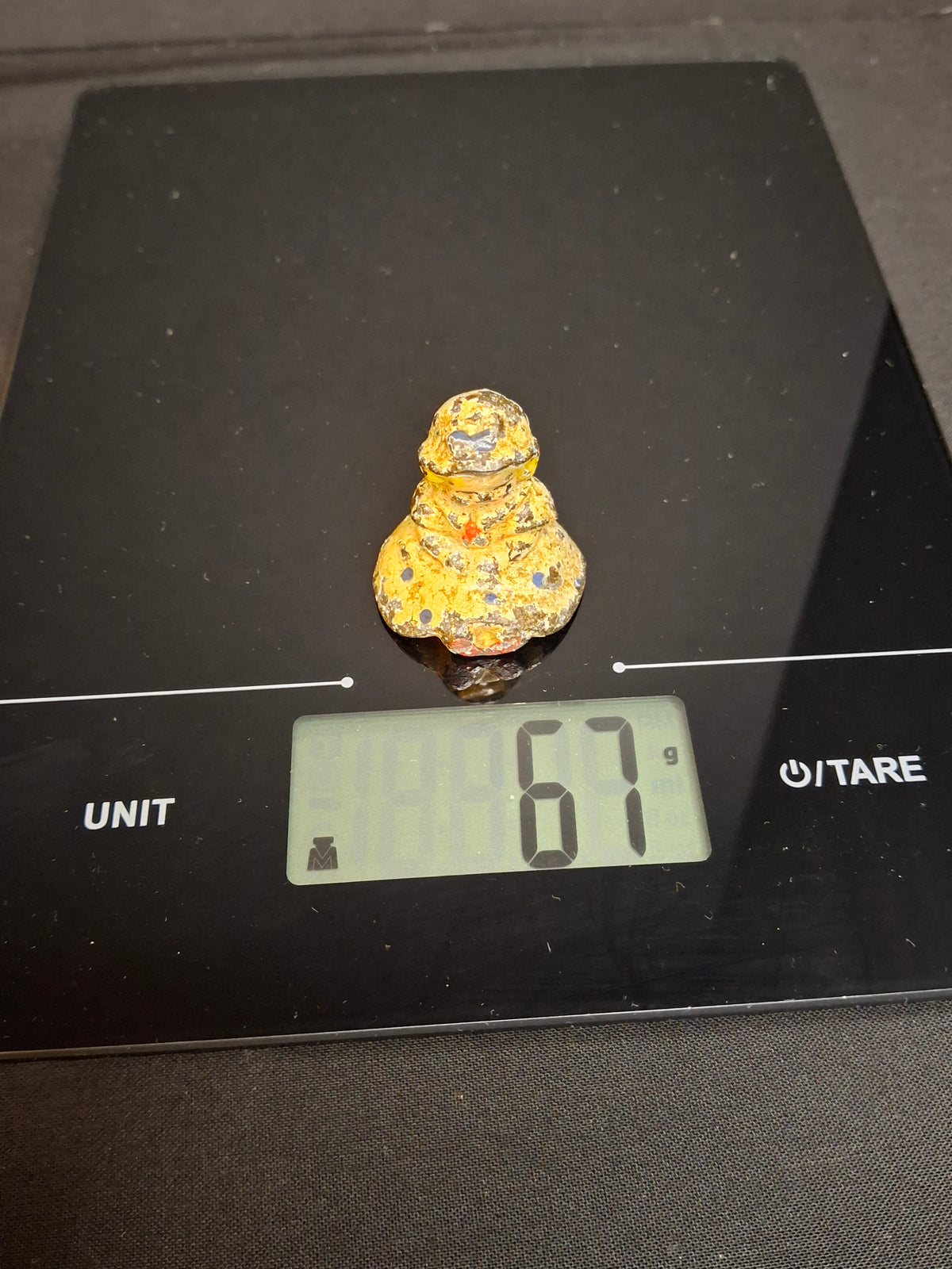 Antique Hubley Cast Iron Miniature Seated Girl Doll Paperweight Figurine Original Paint 1.5"